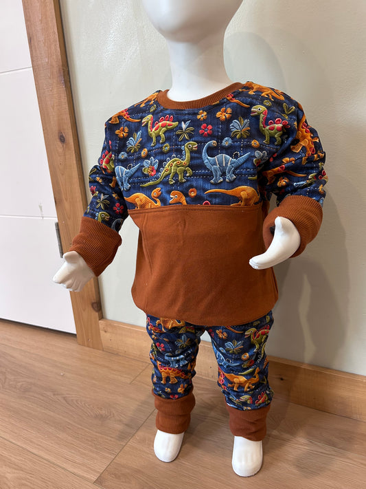 Dinosaurs Grow with me dolman pullover and pants set