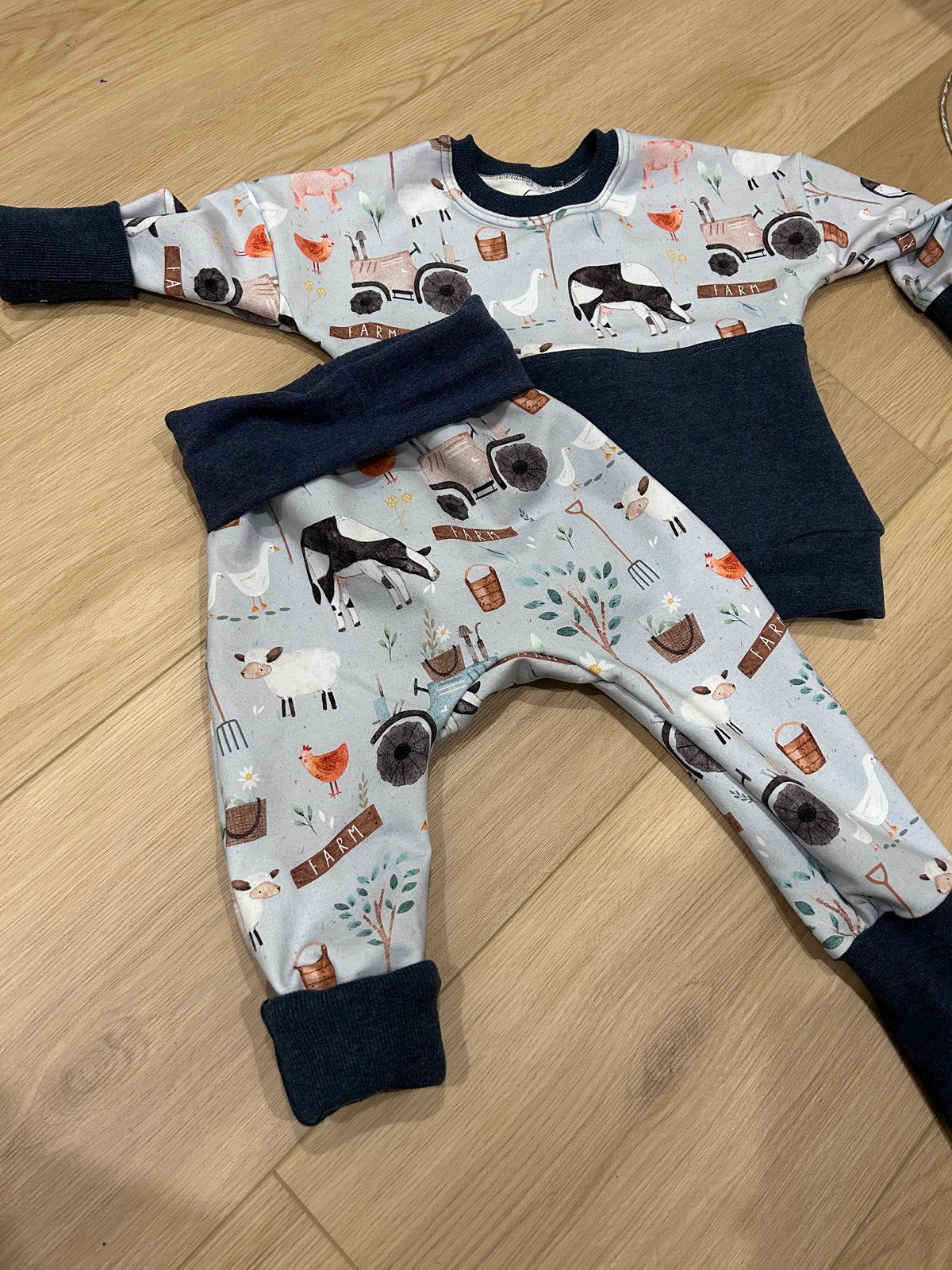Farm Grow with me dolman pullover and pants set