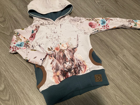 Grow with me Floral Cow Hoodie