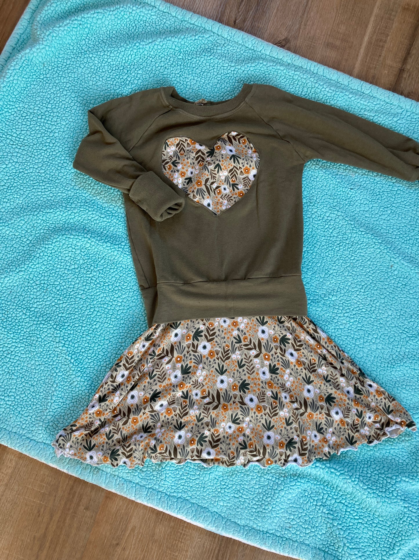 Grow with me olive heart sweater dress