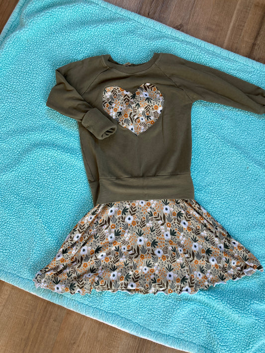 Grow with me olive heart sweater dress