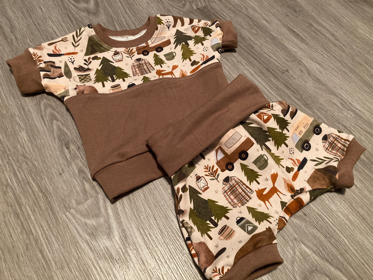 Vintage camping grow with me dolman t-shirt and shorts set