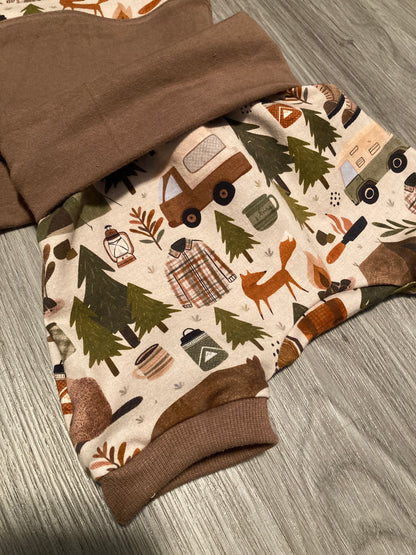 Vintage camping grow with me dolman t-shirt and shorts set