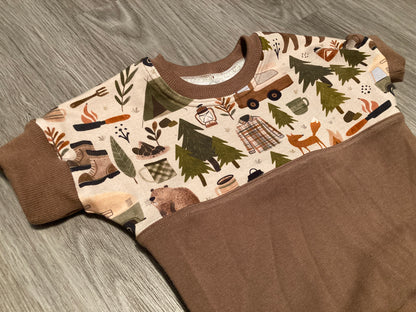 Vintage camping grow with me dolman t-shirt and shorts set