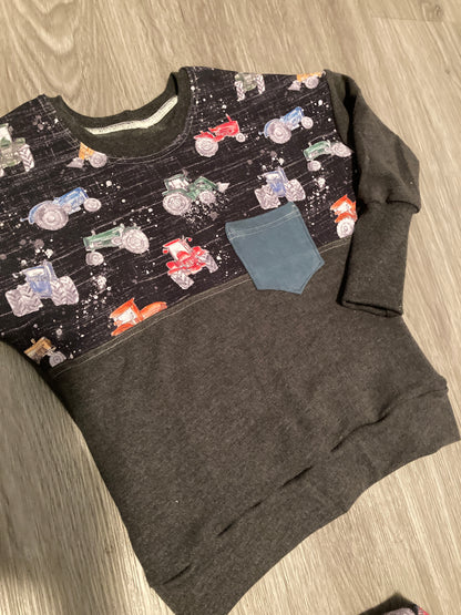 Colourful Construction Grow with me dolman pullover and jogger pants set