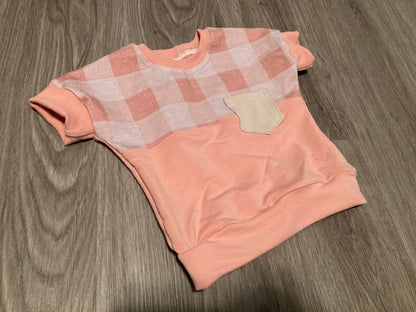 Pink Plaid Grow with me dolman t-shirt and pants set