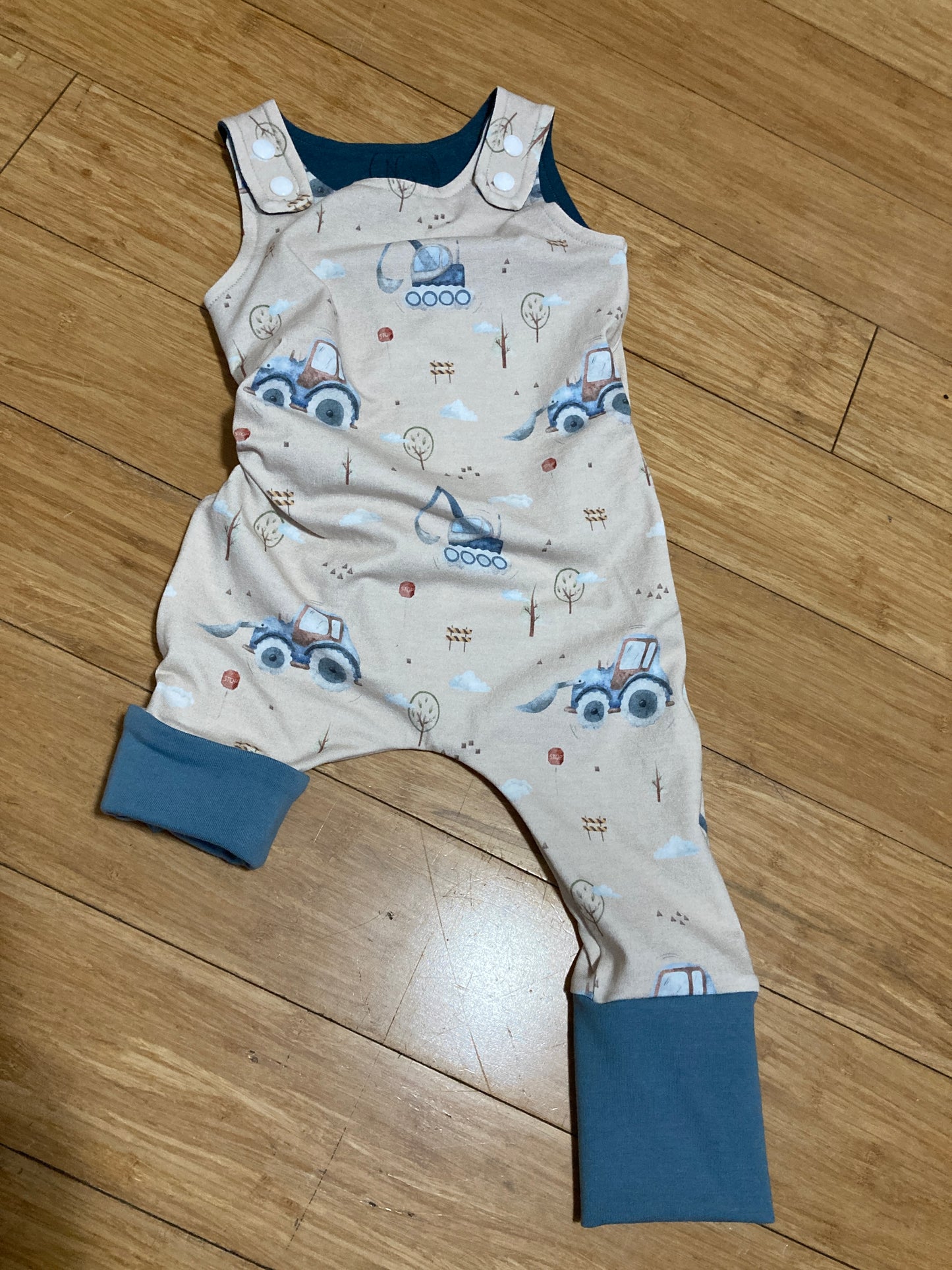Construction grow with me romper