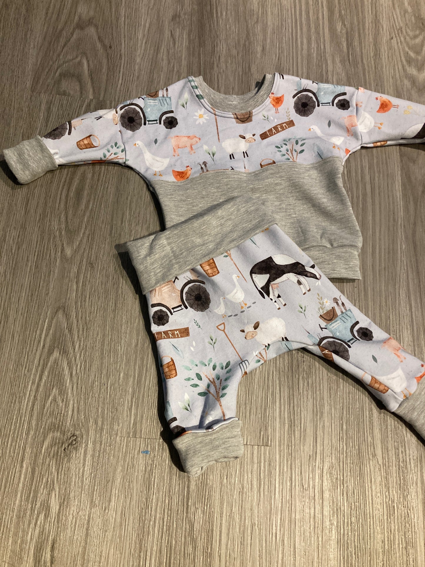 Farm Grow with me dolman pullover and pants set