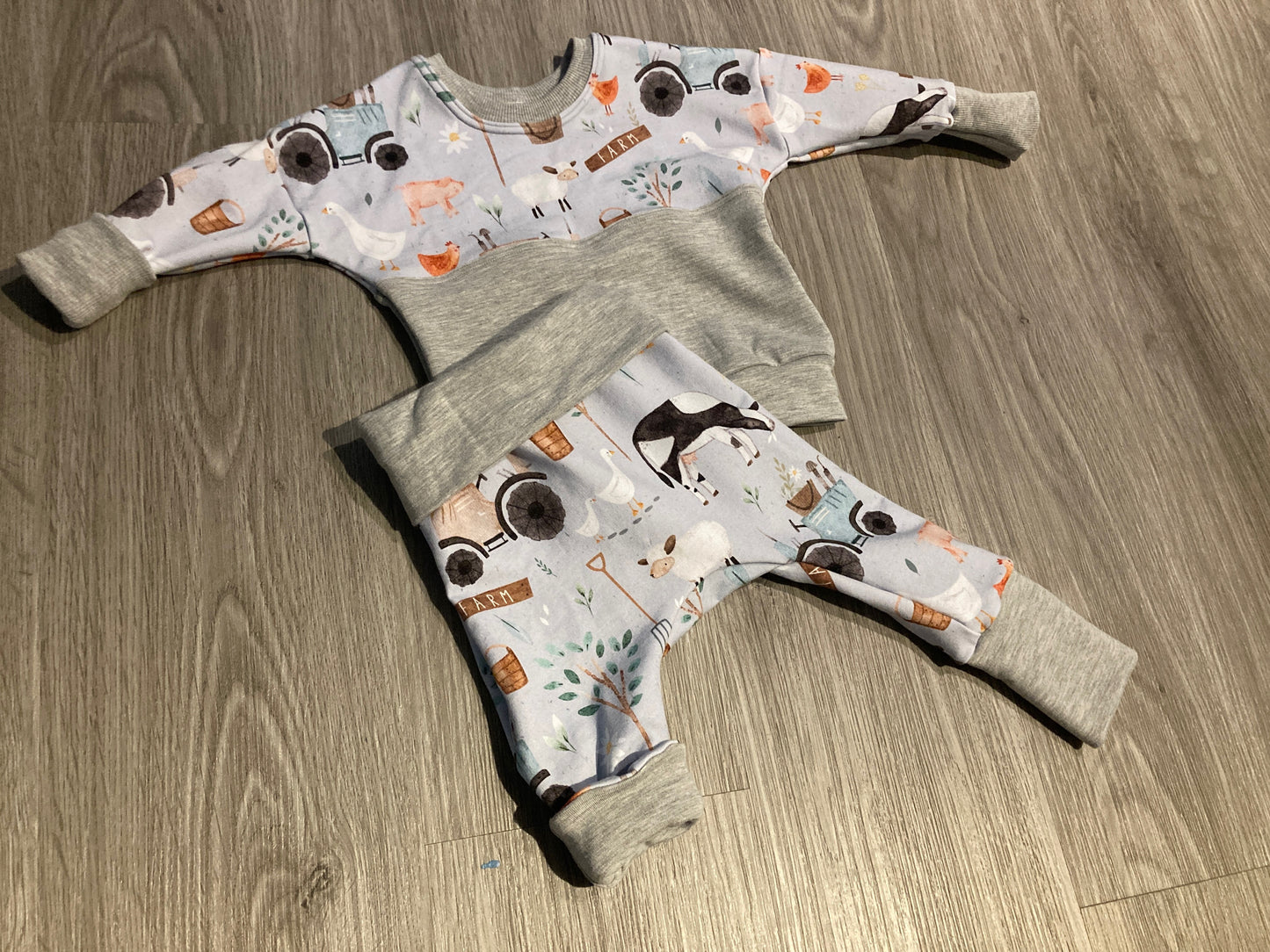Farm Grow with me dolman pullover and pants set