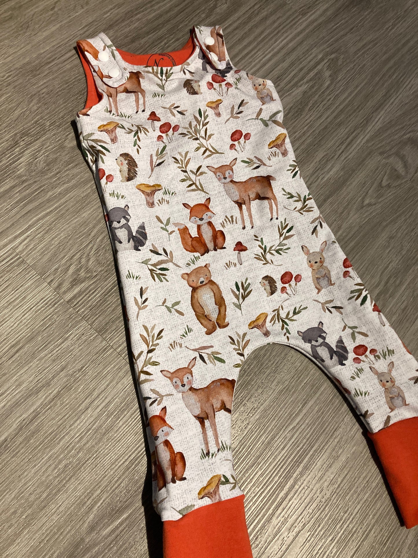 Woodland grow with me romper