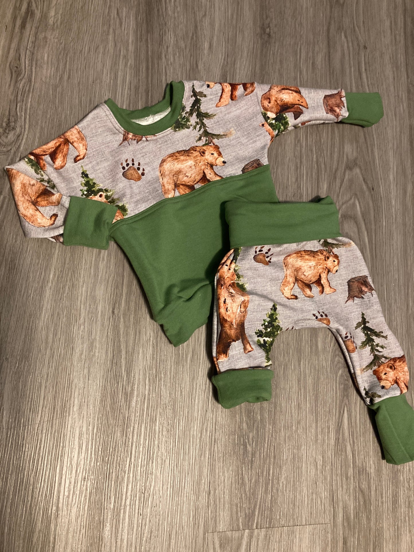 Bears Grow with me dolman pullover and pants set