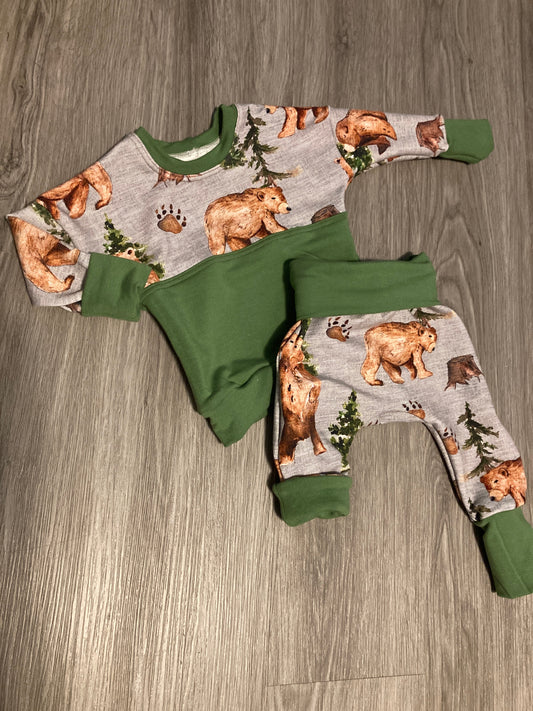Bears Grow with me dolman pullover and pants set