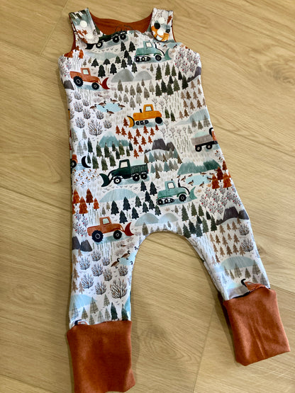 Diggers and snowplows grow with me romper
