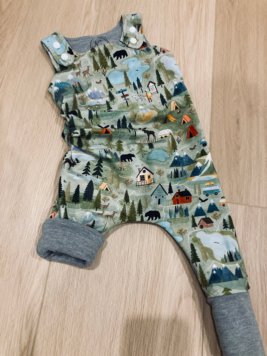 Camping grow with me romper
