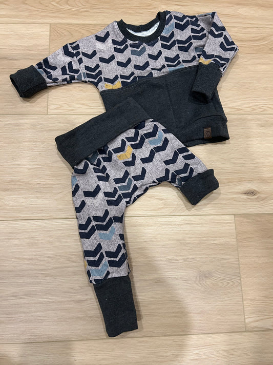 Chevron Grow with me dolman pullover and pants set