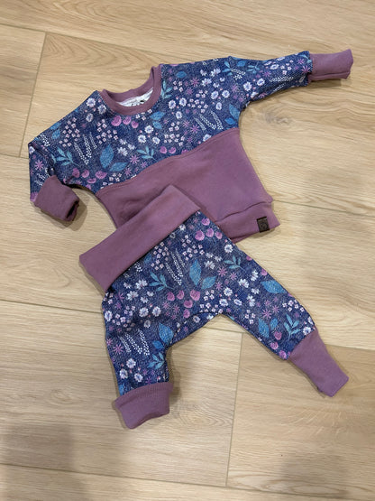 Floral Grow with me dolman pullover and pants set