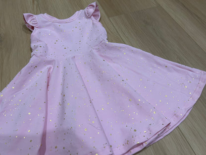 Pink, bow-backed, flutter dress