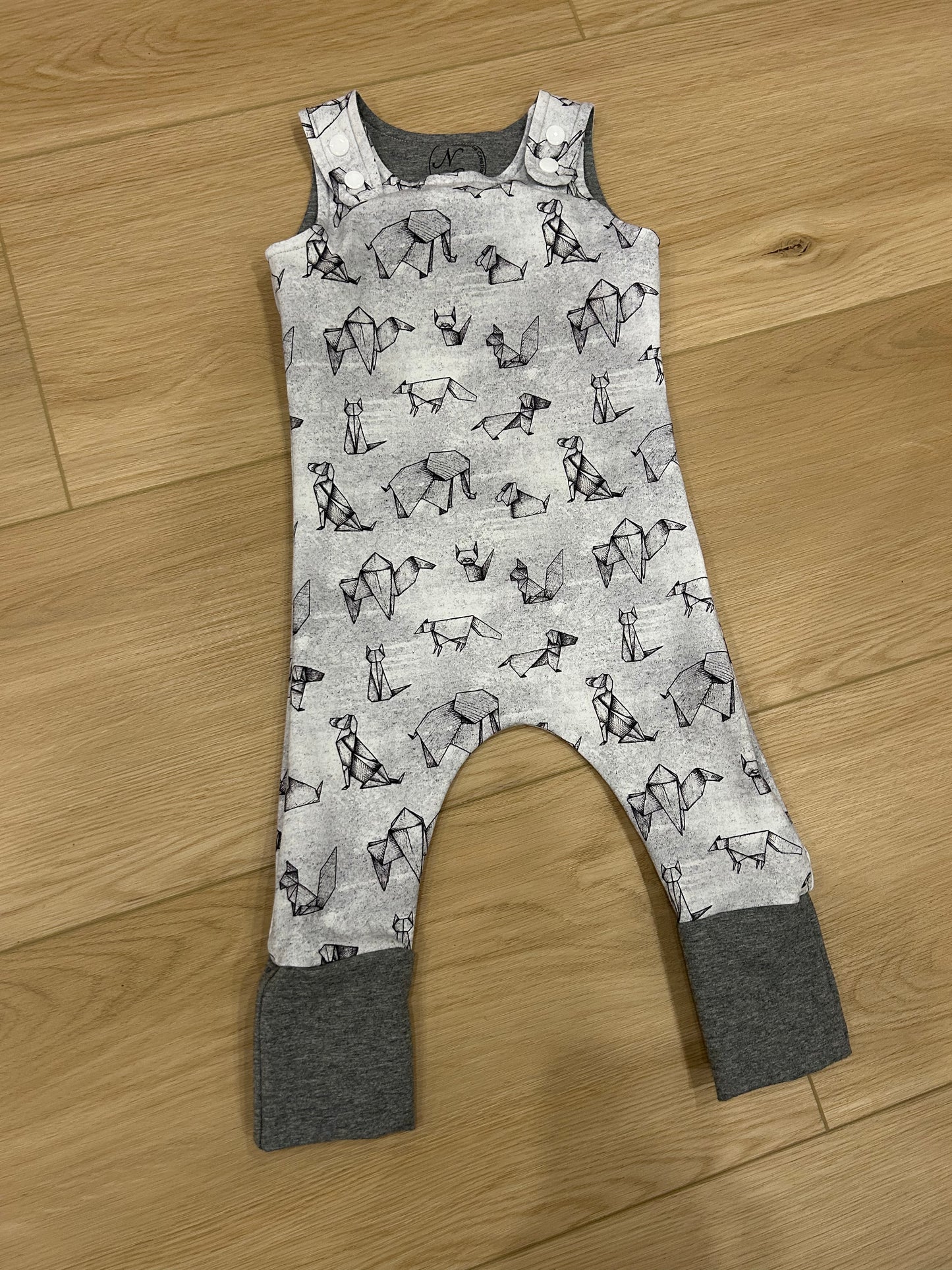 Origami animals grow with me romper
