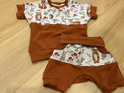 Woodland grow with me dolman t-shirt and shorts set