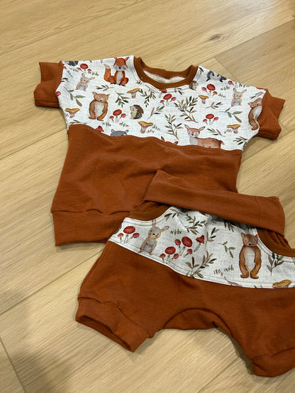 Woodland grow with me dolman t-shirt and shorts set