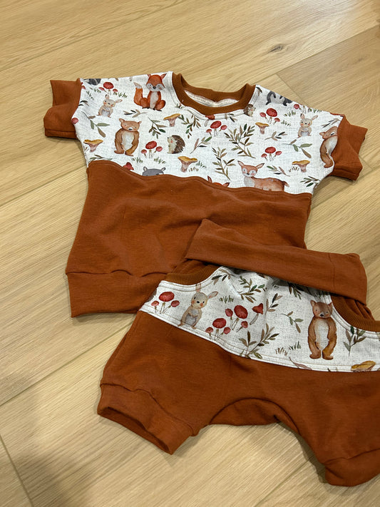 Woodland grow with me dolman t-shirt and shorts set