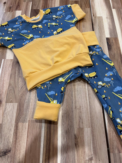 Construction Grow with me dolman t-shirt and pants set