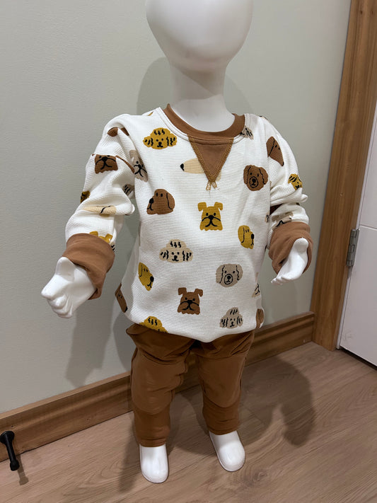 Dogs Grow with me dolman pullover and pants set